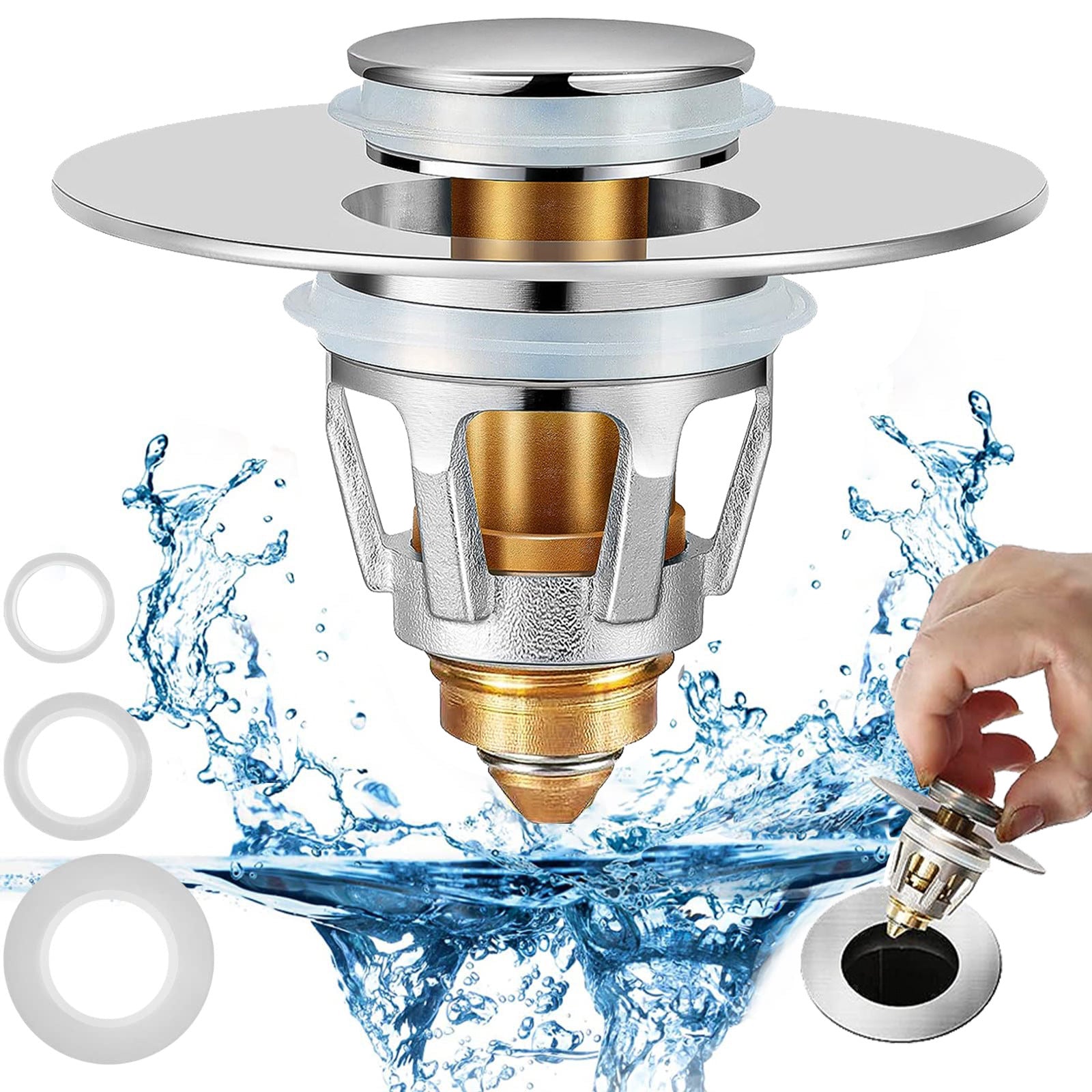 Drain plug for sink and basin faucet leak-proof anti-clog