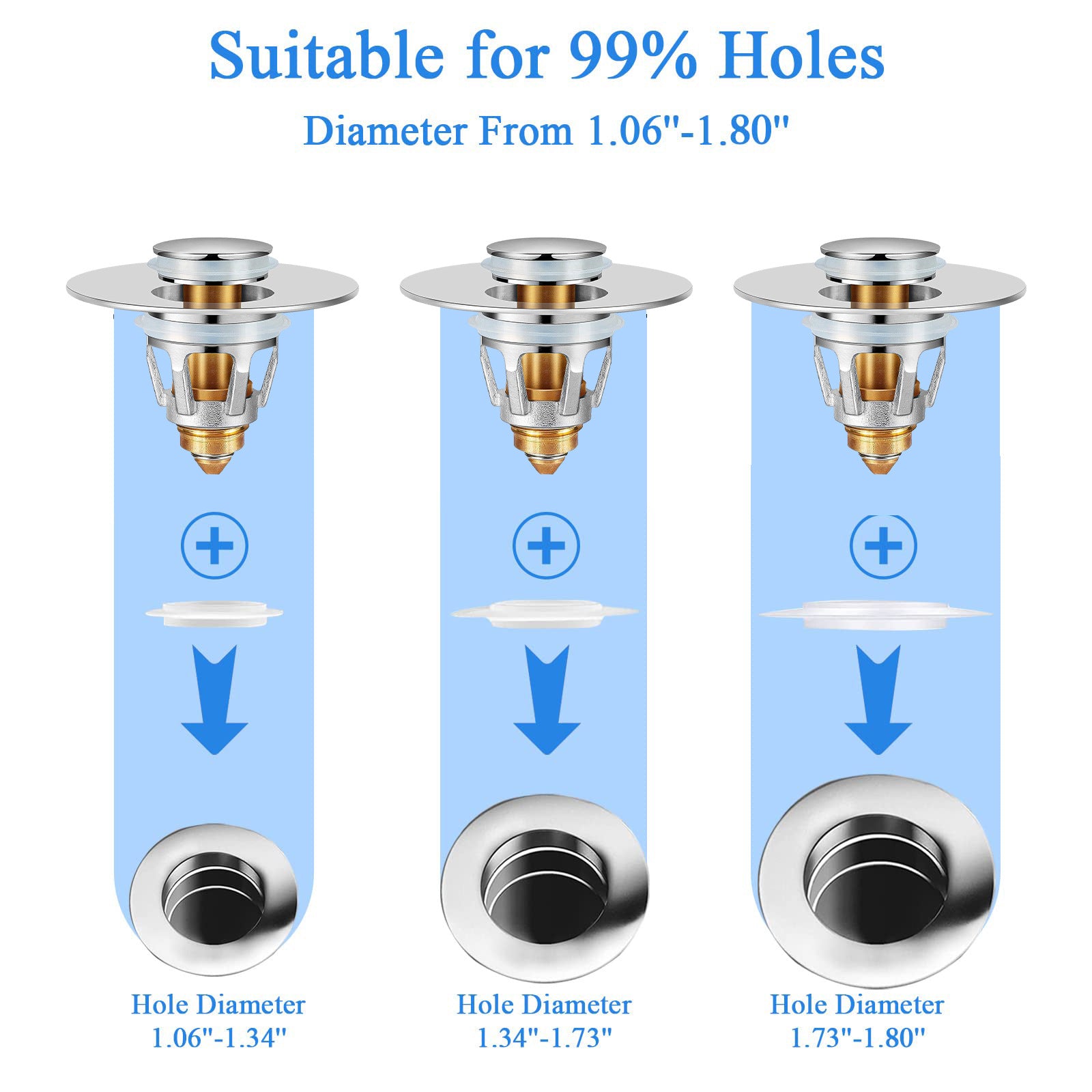 Drain plug for sink and basin faucet leak-proof anti-clog