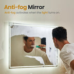 Bathroom Mirror 80x60cm with 3000K/4000K/6500K Touch+Dimmable+Demister