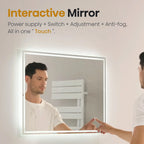 Bathroom Mirror 80x60cm with 3000K/4000K/6500K Touch+Dimmable+Demister