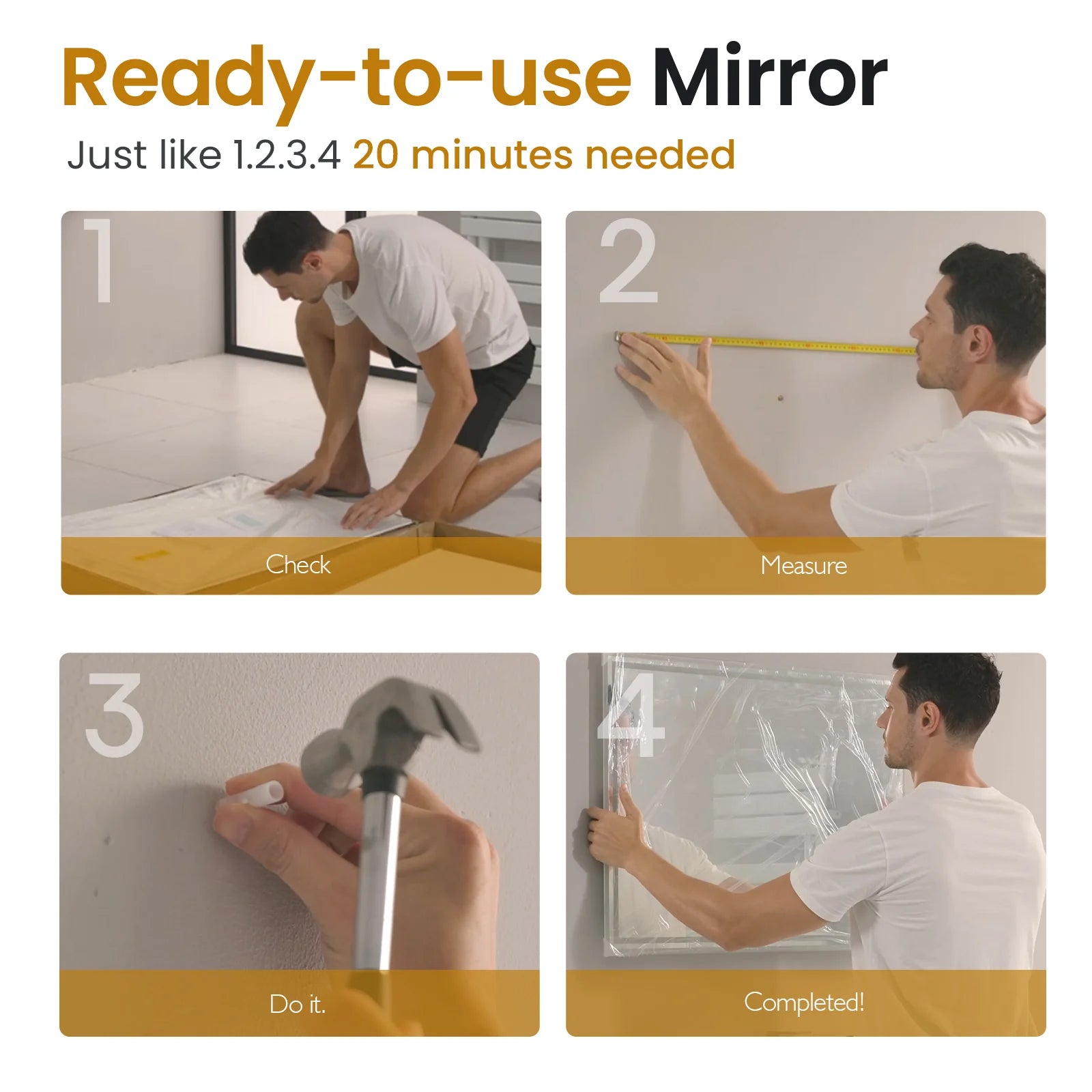 Bathroom Mirror 80x60cm with 3000K/4000K/6500K +Dimmable+Demister Pad+3X Magnification+Clock