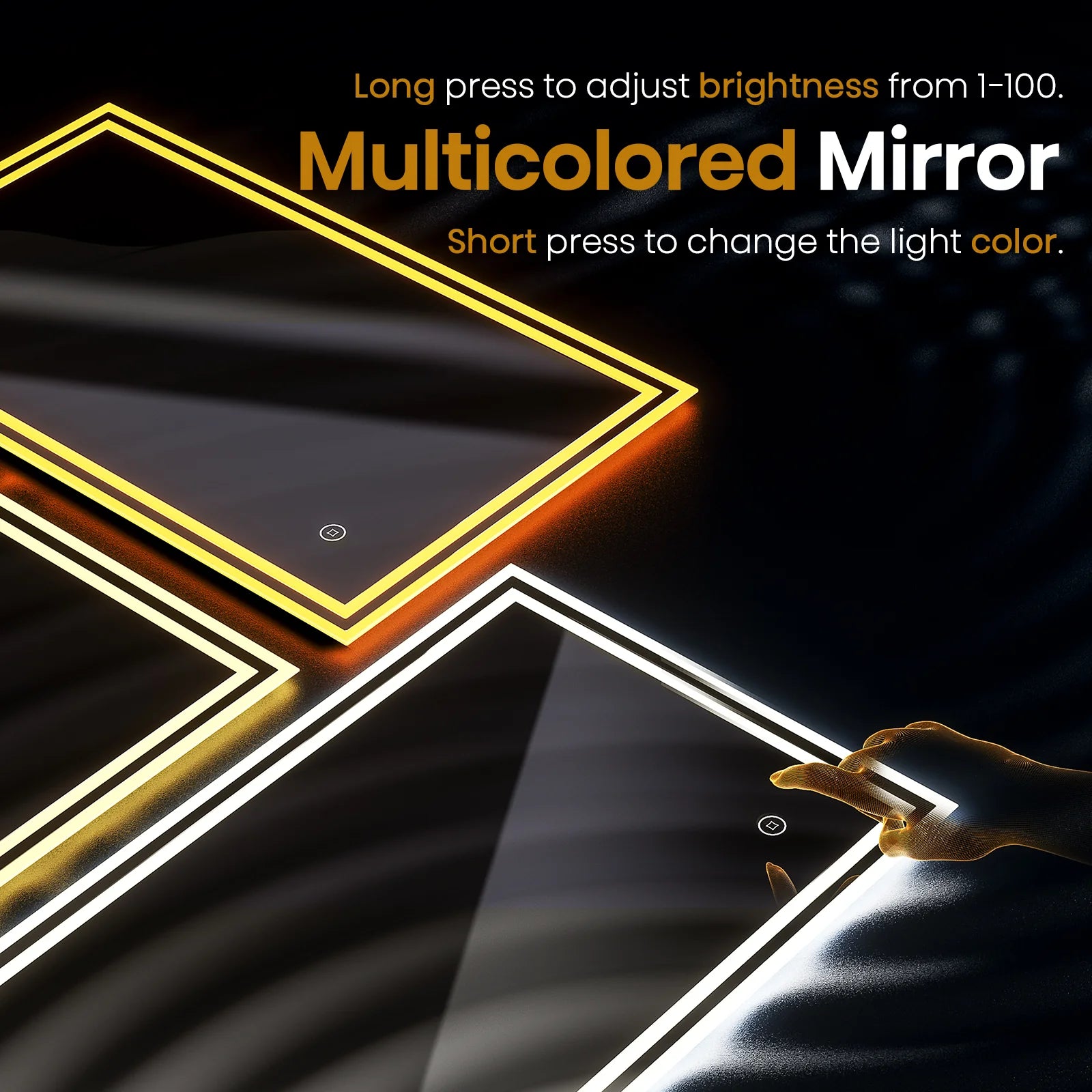 Bathroom Mirror 80x60cm with 3000K/4000K/6500K Touch+Dimmable+Demister