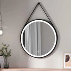 Round Black Framed LED Illuminated Mirror, 6500K