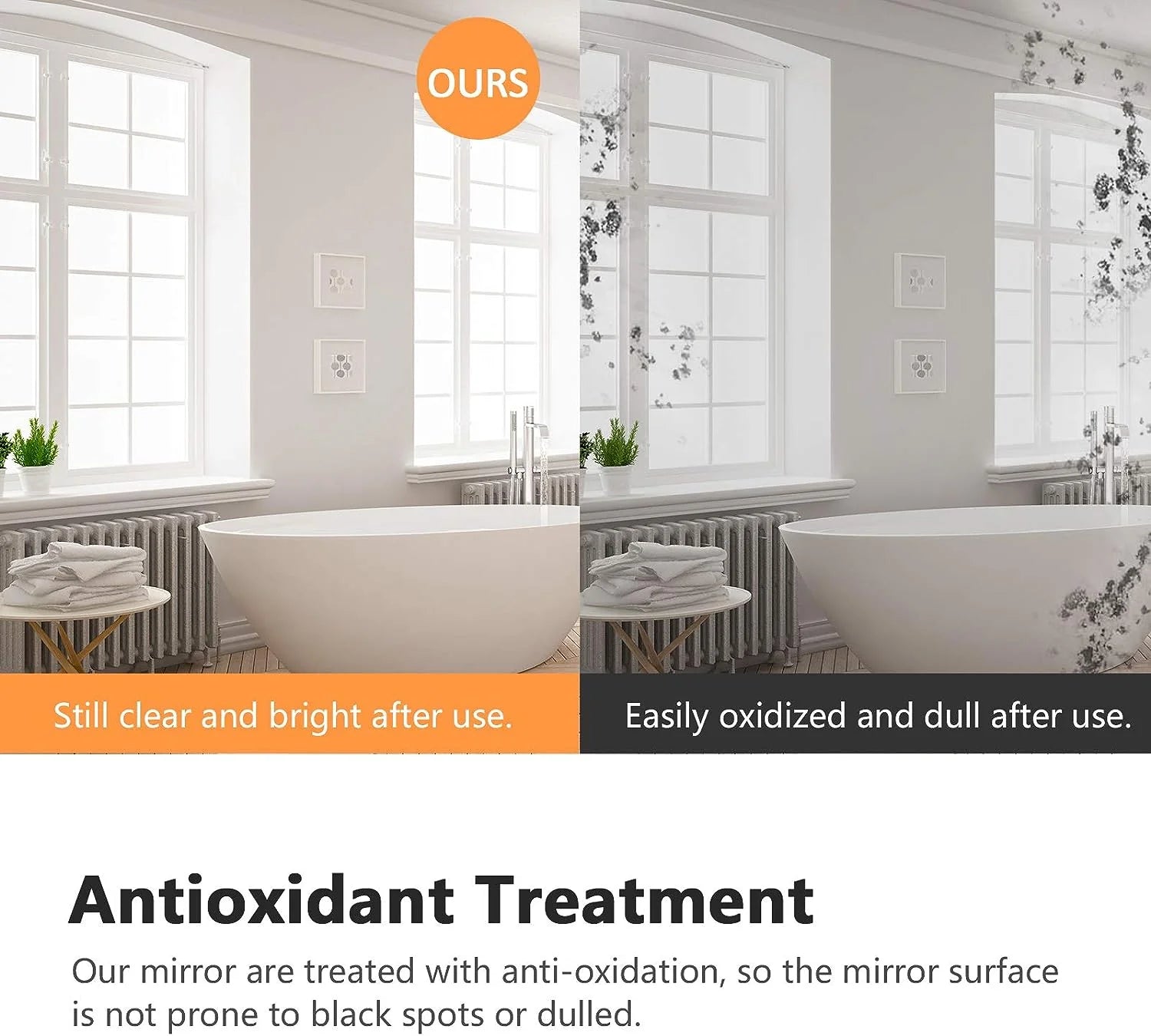 LED Illuminated Bathroom Mirror, with Demister and Shaver Socket, Vertical/Horizontal Hanging