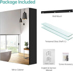 Bathroom Mirror Cabinet, Single Door, Black/White, 50x65cm