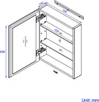 Bathroom Mirror Cabinet, Single Door, Black/White, 50x65cm