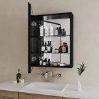Bathroom Mirror Cabinet, Single Door, Black/White, 50x65cm