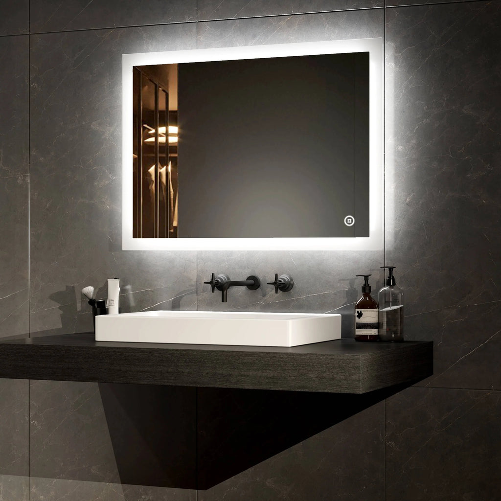 Rectangular Bathroom Mirror with Lighting, with Different Dimensions and Functions