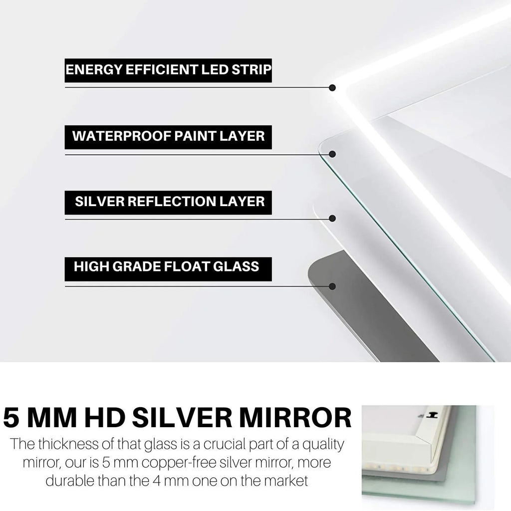 Round Mirror with LED Illuminated and Demister