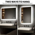 Rectangular Bathroom Mirror with Lighting, with Different Dimensions and Functions