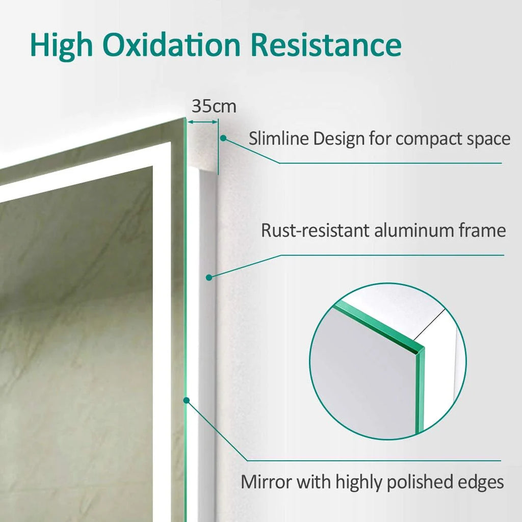 LED Bathroom Mirror with Demister, Double LED Light Strips