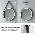 Round Black Framed LED Illuminated Mirror, 6500K