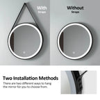 Round Black Framed LED Illuminated Mirror, 6500K