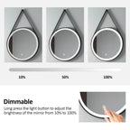 Round Black Framed LED Illuminated Mirror, 6500K
