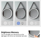 Round Black Framed LED Illuminated Mirror, 6500K