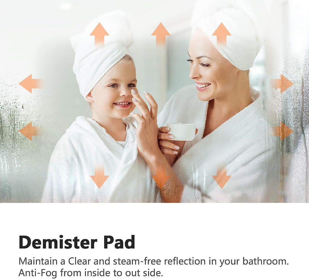 LED Illuminated Bathroom Mirror, with Demister and Shaver Socket, Vertical/Horizontal Hanging