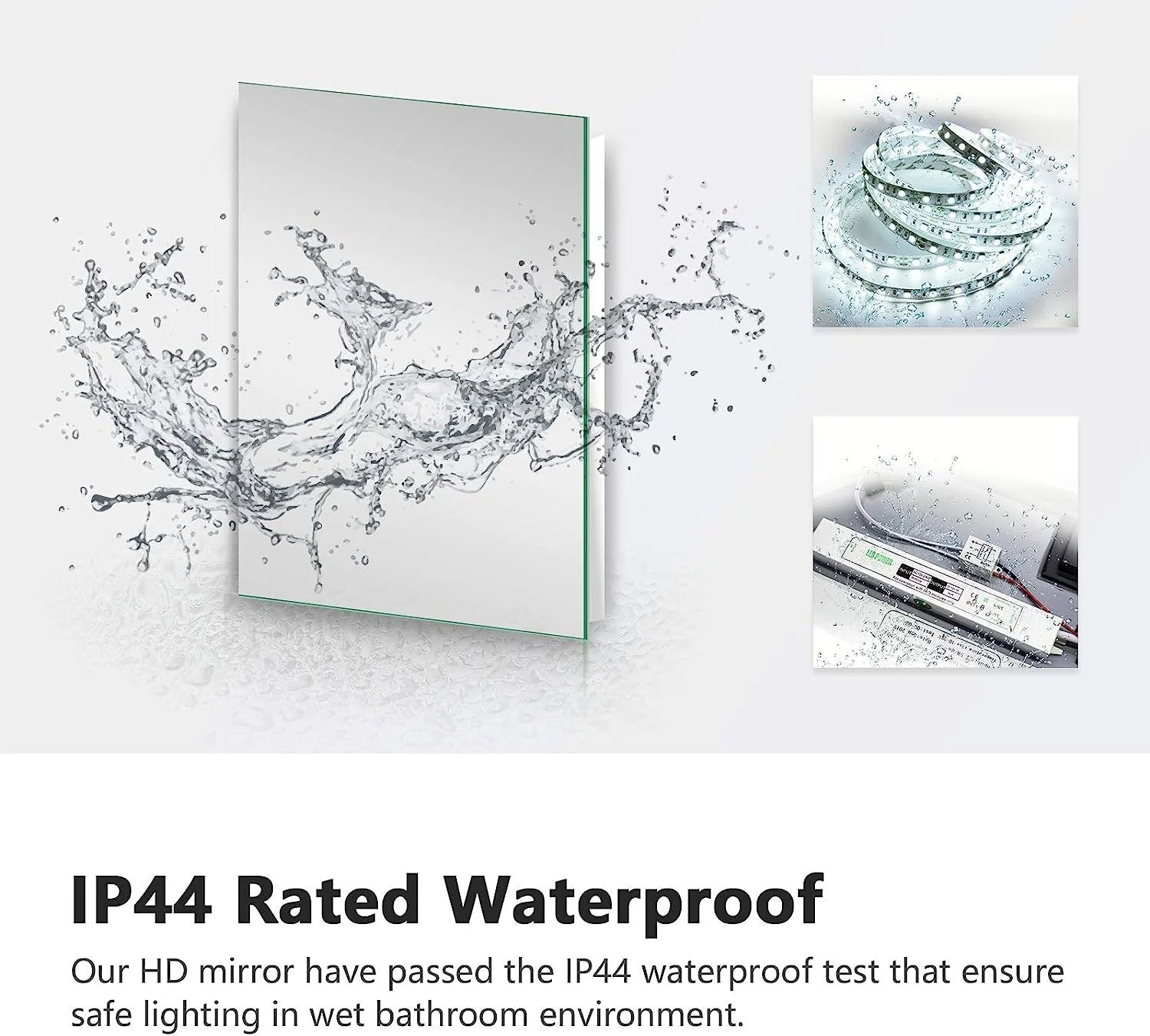 LED Illuminated Bathroom Mirror, with Demister and Shaver Socket, Vertical/Horizontal Hanging