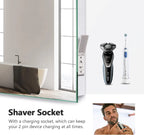LED Illuminated Bathroom Mirror, with Demister and Shaver Socket, Vertical/Horizontal Hanging