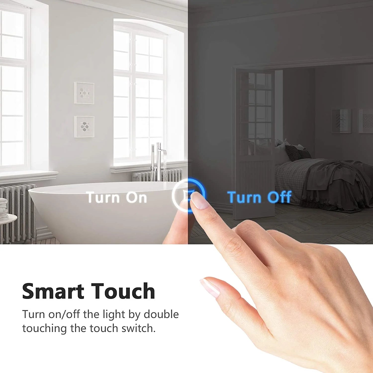 LED Illuminated Bathroom Mirror, with Demister and Shaver Socket, Vertical/Horizontal Hanging