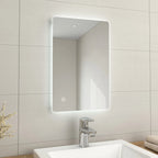 Bathroom Mirror with Rounded Corners, Demister, 6500K, Hang Vertically/Horizontally