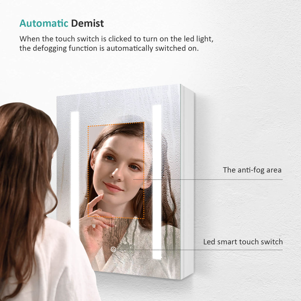 LED Aluminium Mirror Cabinet with Demister Pad and Shaver Socket