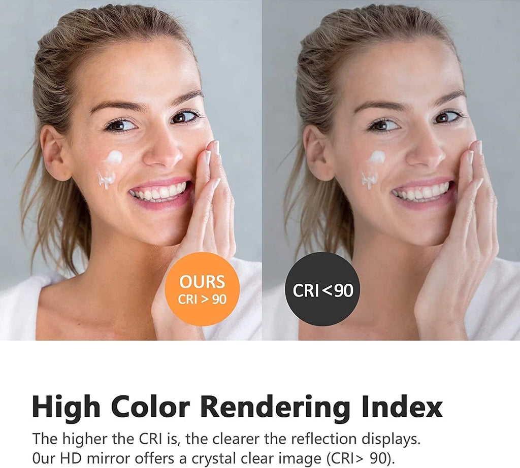 Bathroom Mirror with Rounded Corners, Demister, 6500K, Hang Vertically/Horizontally